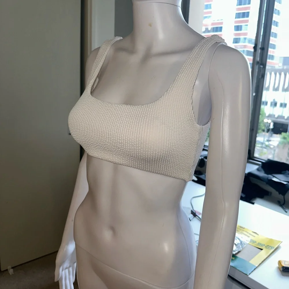 White Ribbed Crop Top - Picture 7 of 9